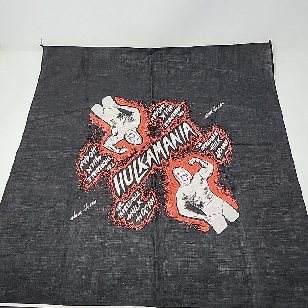 Vintage WWF WWE Bandana Hulk Hogan Hulkamania Black/ Red  Hulk Hogan Wrestling